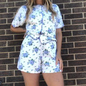 VTG 90s Victoria's Secret 100% Cotton Floral Sleep Set S Shorts Top Cottagecore